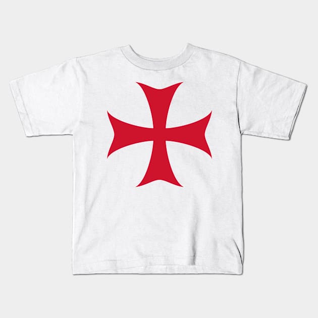 Knights Templar Crusader Cross Flag Kids T-Shirt by SolarCross